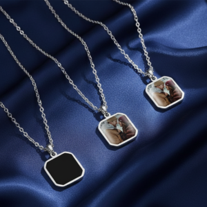 Square Shape Secret Photo Necklace - Heat Activated Personalized Pendant