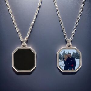 Octagon Shape Secret Photo Pendant Necklace - Heat Activated Personalized Pendant
