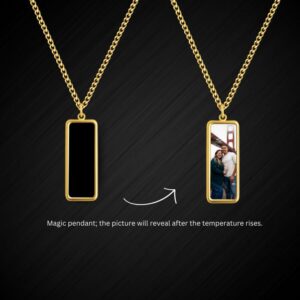 Rectangle Shape Secret Photo Necklace - Heat Activated Personalized Pendant